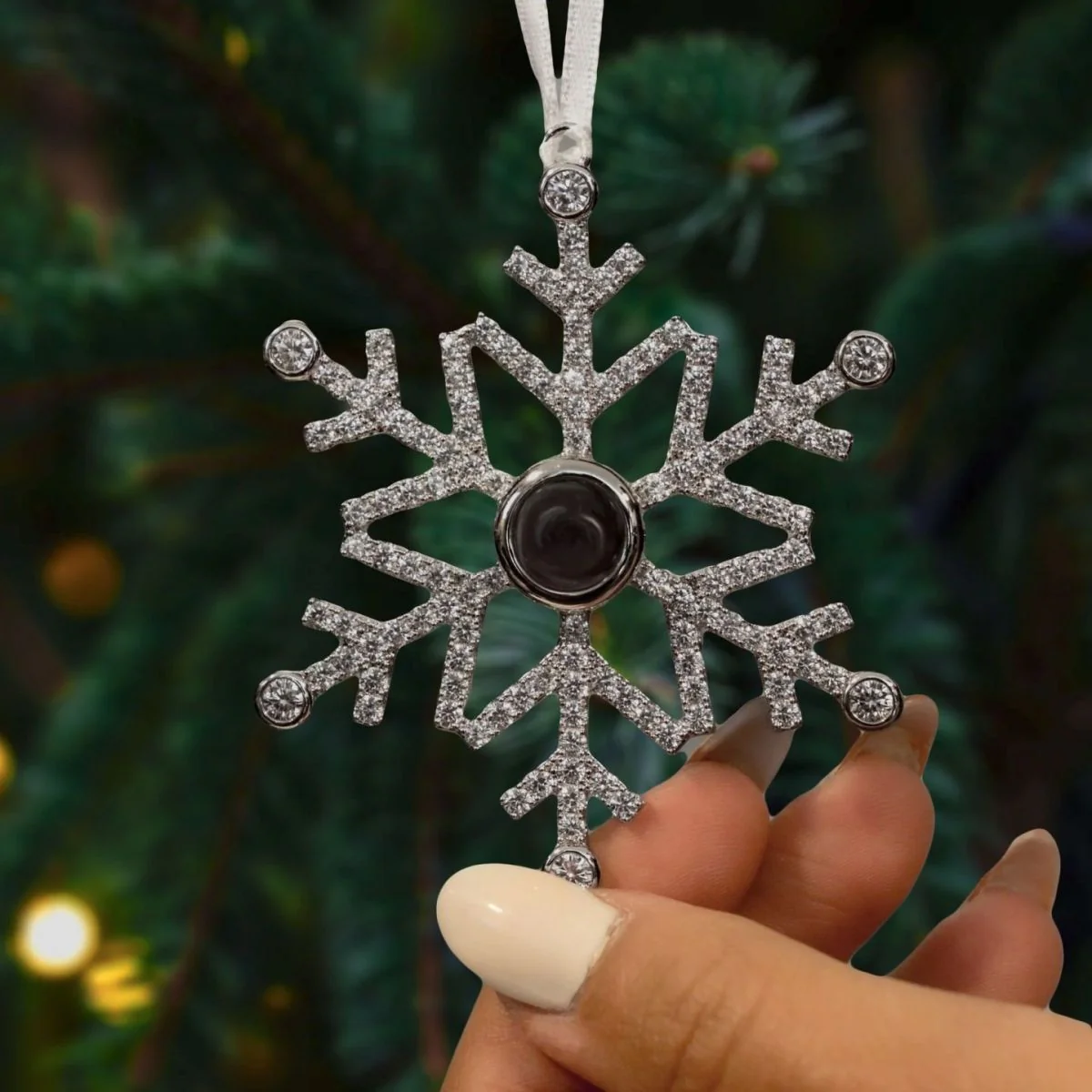 Personalized Photo Projection Snowflake Christmas Gifts Ornament - Image 6