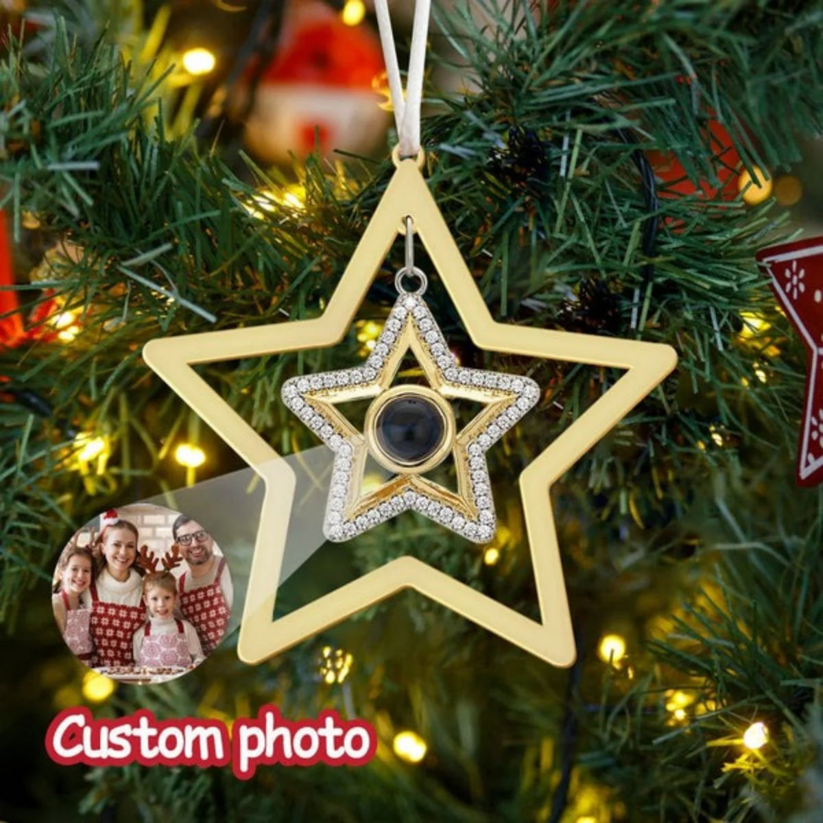 Personalized Photo Projection Snowflake Christmas Gifts Ornament - Image 7