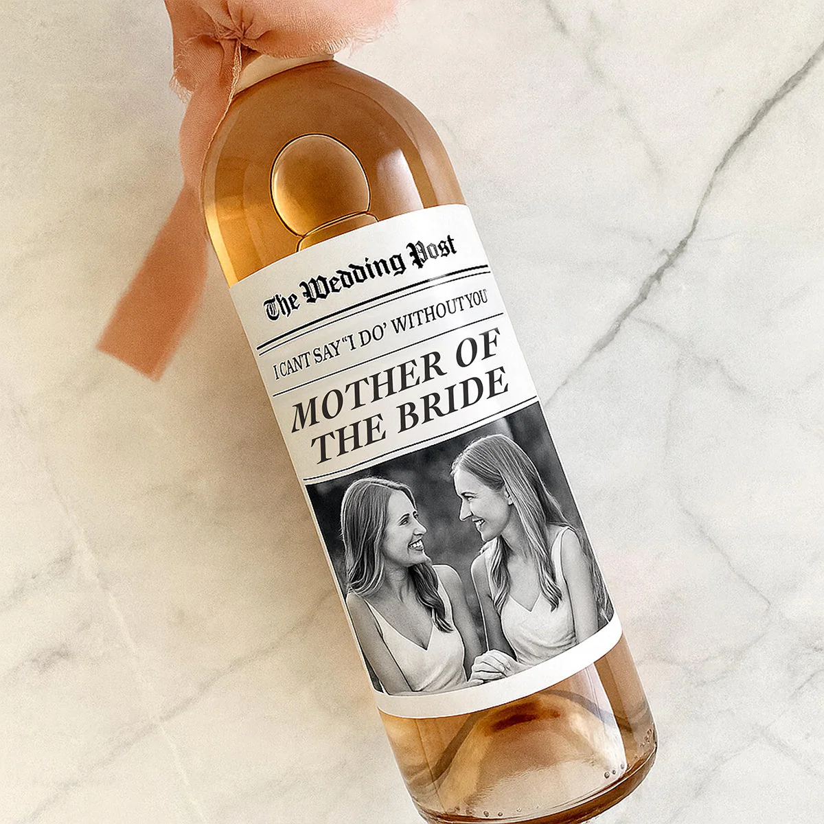 Personalized Photo Wedding Bridesmaid Proposal Wine Label: Newspaper Style Gift - Image 2