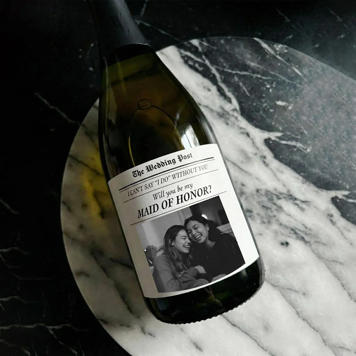 Personalized Photo Wedding Bridesmaid Proposal Wine Label: Newspaper Style Gift - Image 3
