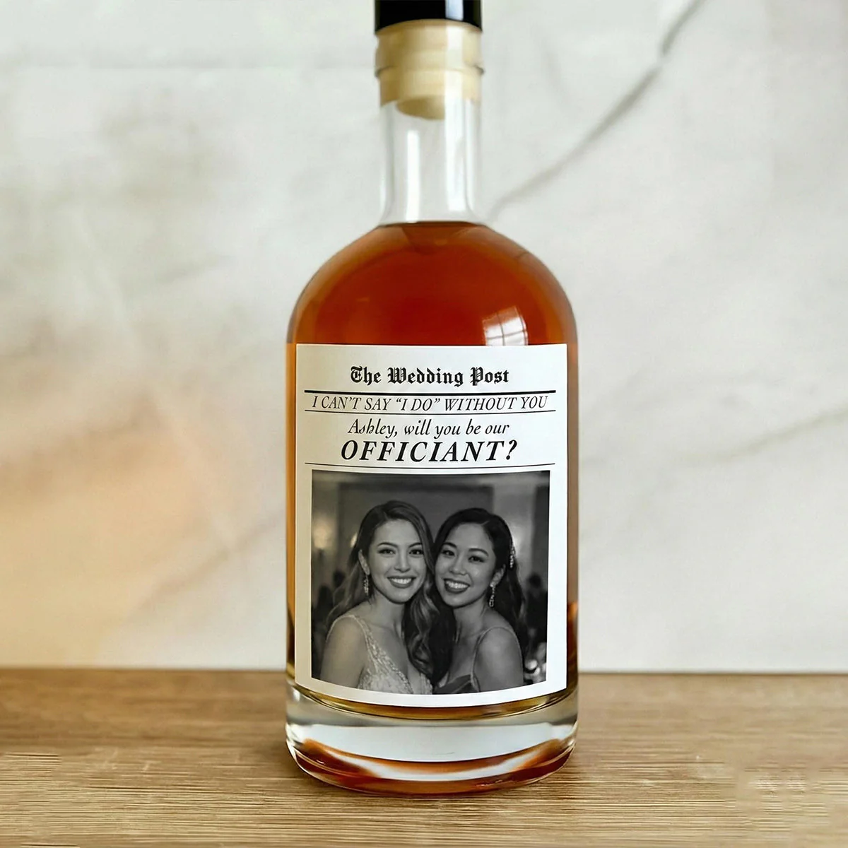 Personalized Photo Wedding Bridesmaid Proposal Wine Label: Newspaper Style Gift - Image 4
