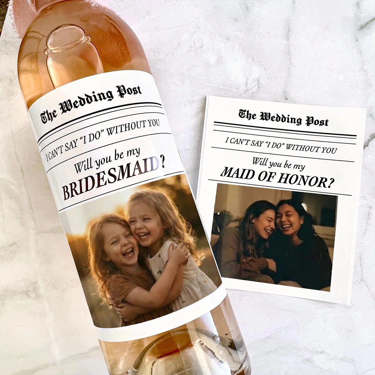 Personalized Photo Wedding Bridesmaid Proposal Wine Label: Newspaper Style Gift - Image 6
