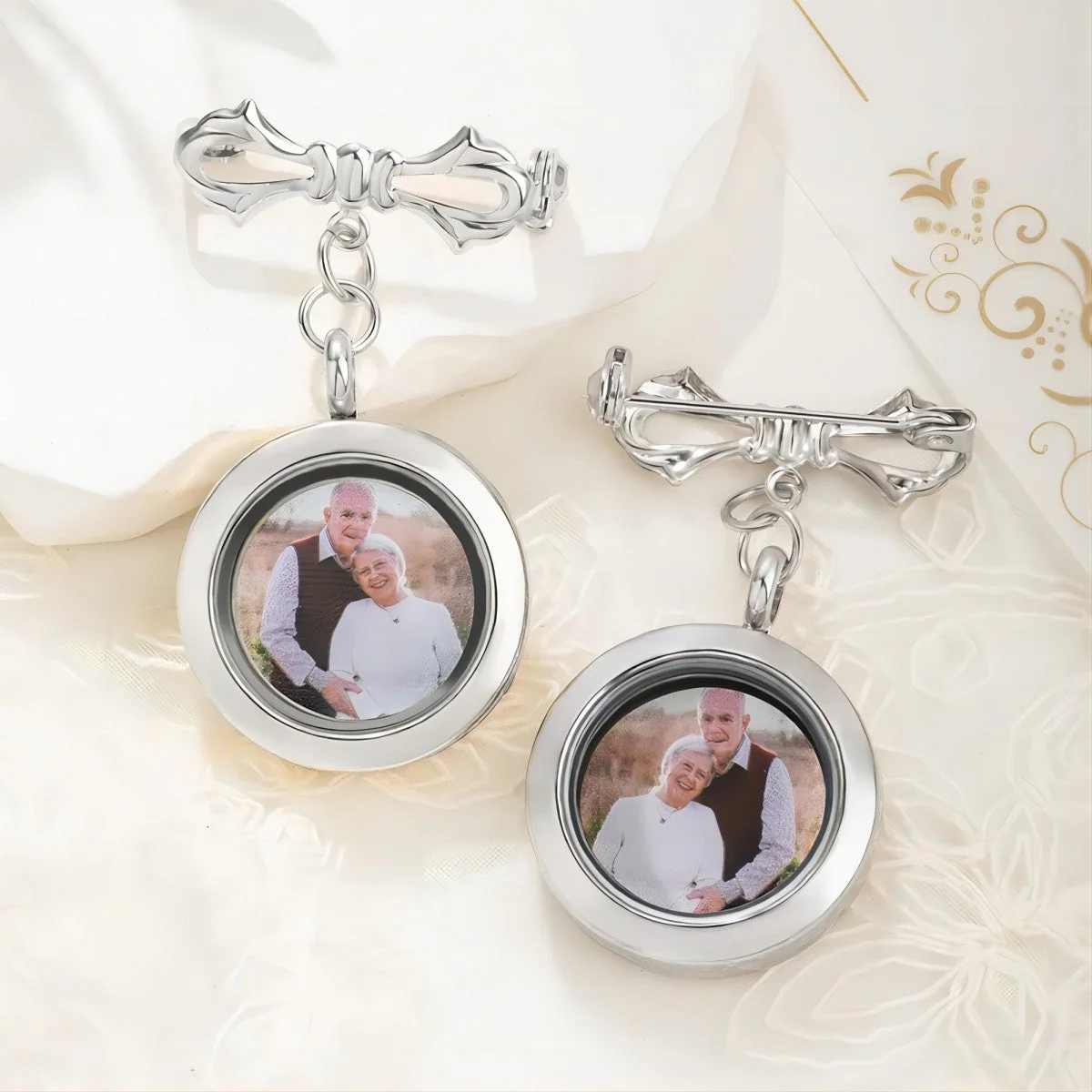 Personalized Photo Wedding Lapel Pin, Bridal Bouquet Charm Pendant - Image 10