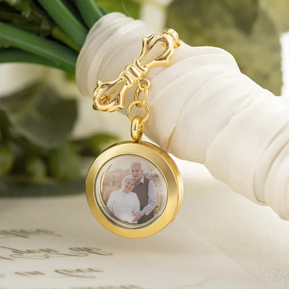 Personalized Photo Wedding Lapel Pin, Bridal Bouquet Charm Pendant - Image 13