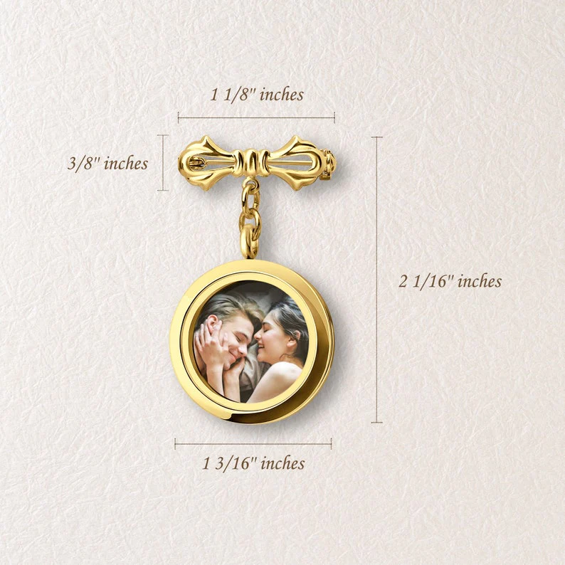 Personalized Photo Wedding Lapel Pin, Bridal Bouquet Charm Pendant - Image 14