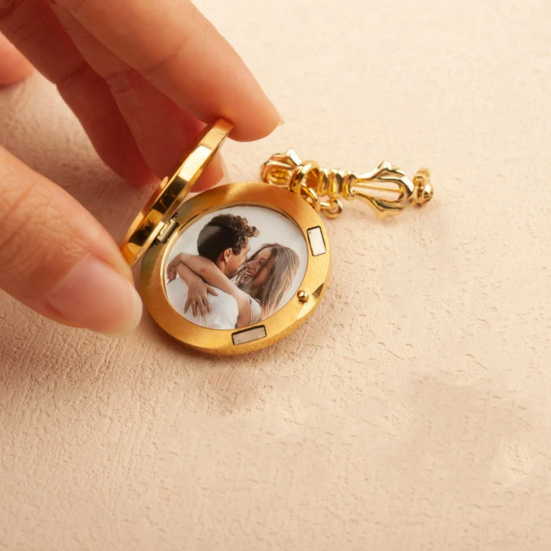 Personalized Photo Wedding Lapel Pin, Bridal Bouquet Charm Pendant - Image 2