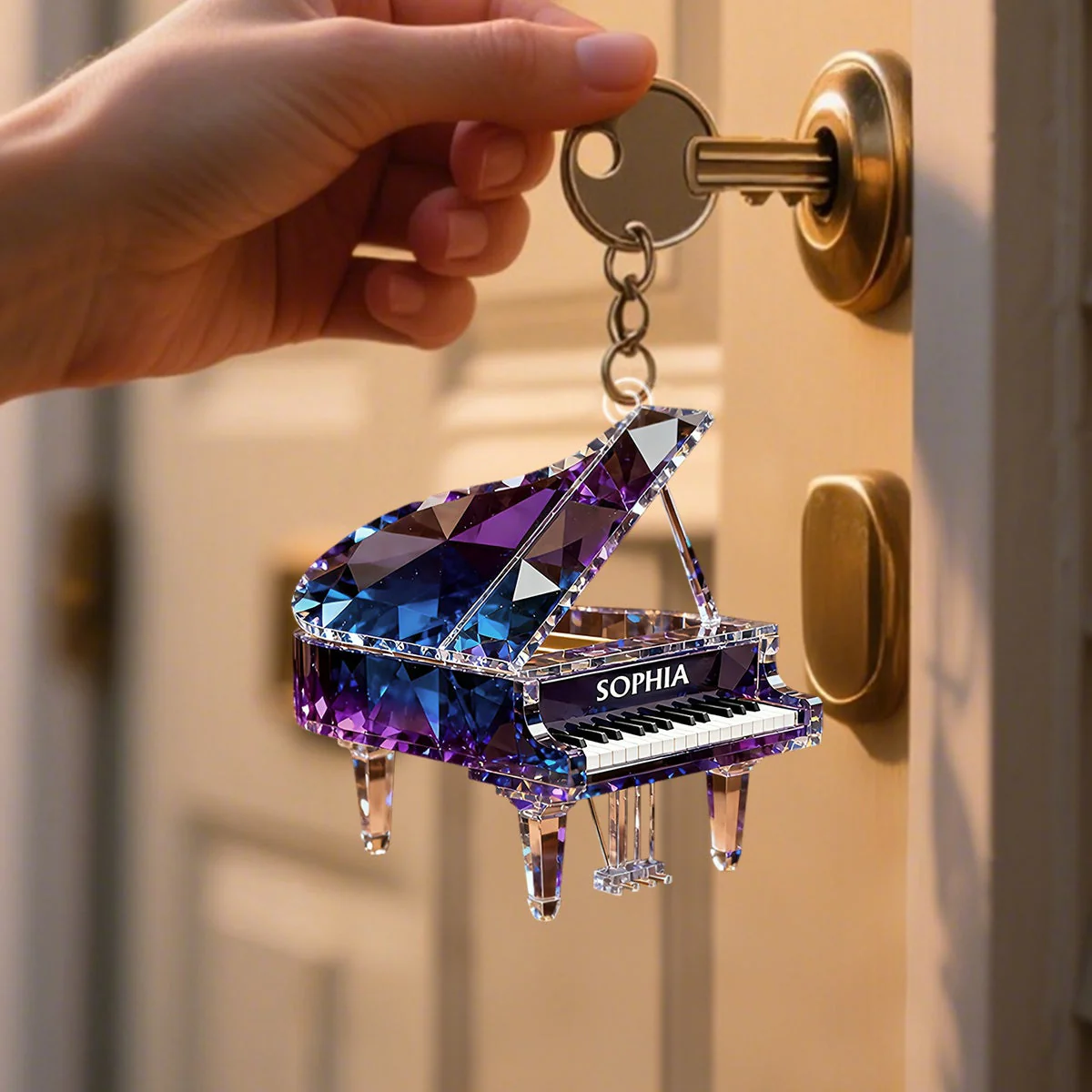 Personalized Piano Crystal Effect Acrylic Keychain, Pianist Gift, Piano Music Theme - Image 4