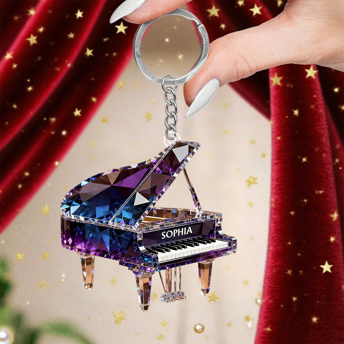 Personalized Piano Crystal Effect Acrylic Keychain, Pianist Gift, Piano Music Theme - Image 6
