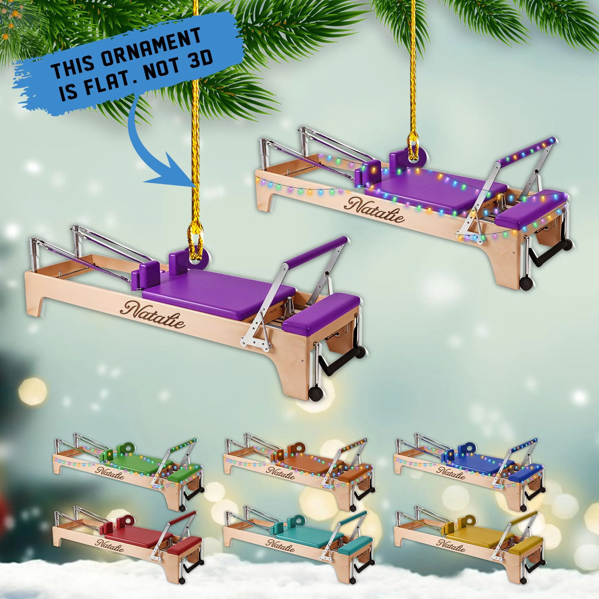 Personalized Pilates Equipment Xmas Ornament, Pilates Art, Colleague Gifts, Pilates Equipment Ornament