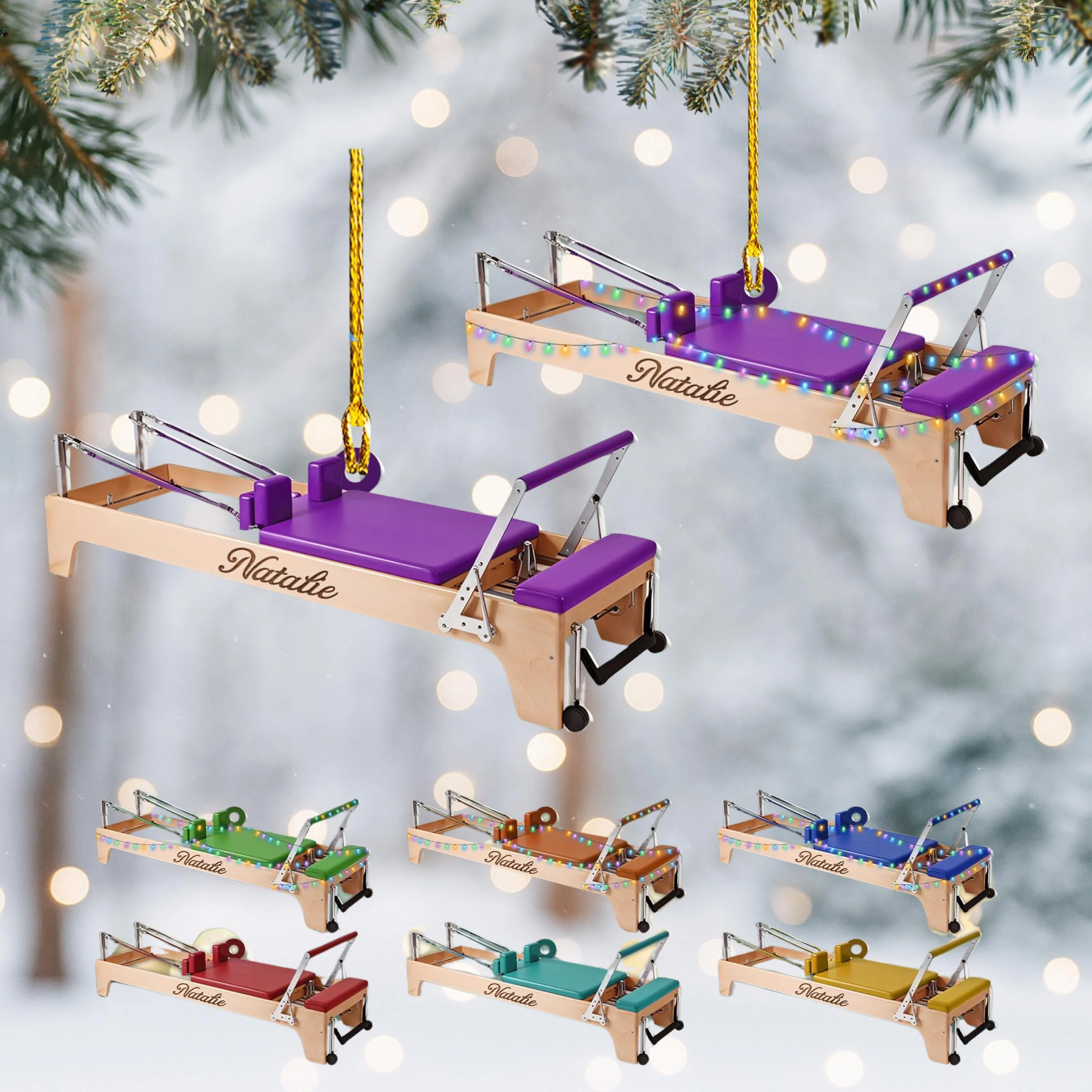 Personalized Pilates Equipment Xmas Ornament, Pilates Art, Colleague Gifts, Pilates Equipment Ornament - Image 2