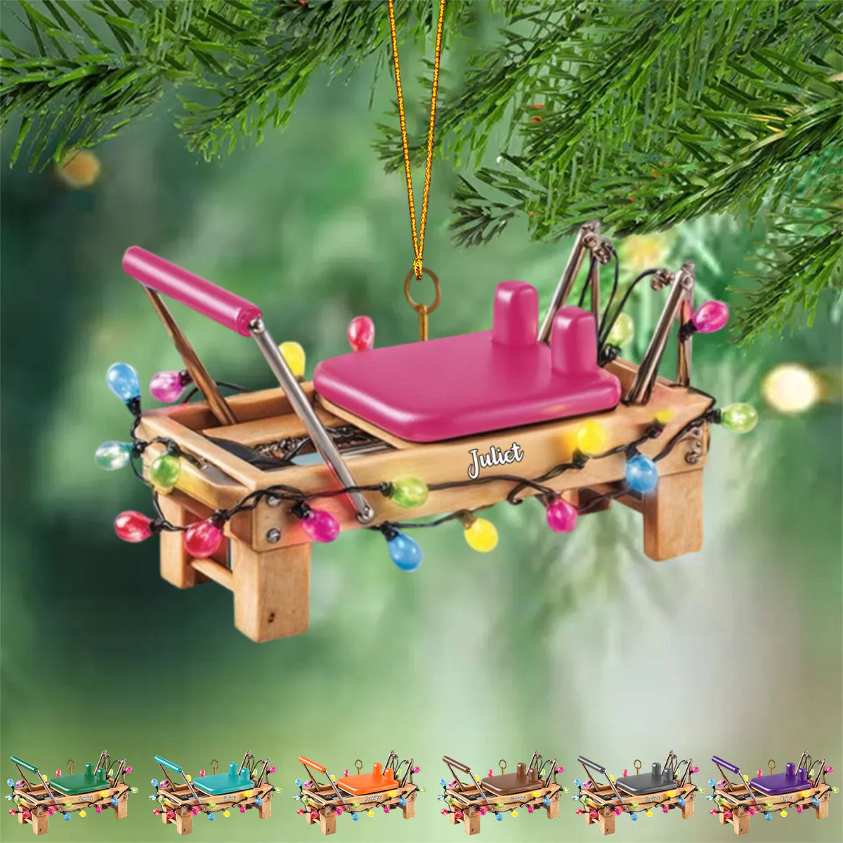 Personalized Pilates Reformer Ornament, Custom Name Christmas Gift - Image 3