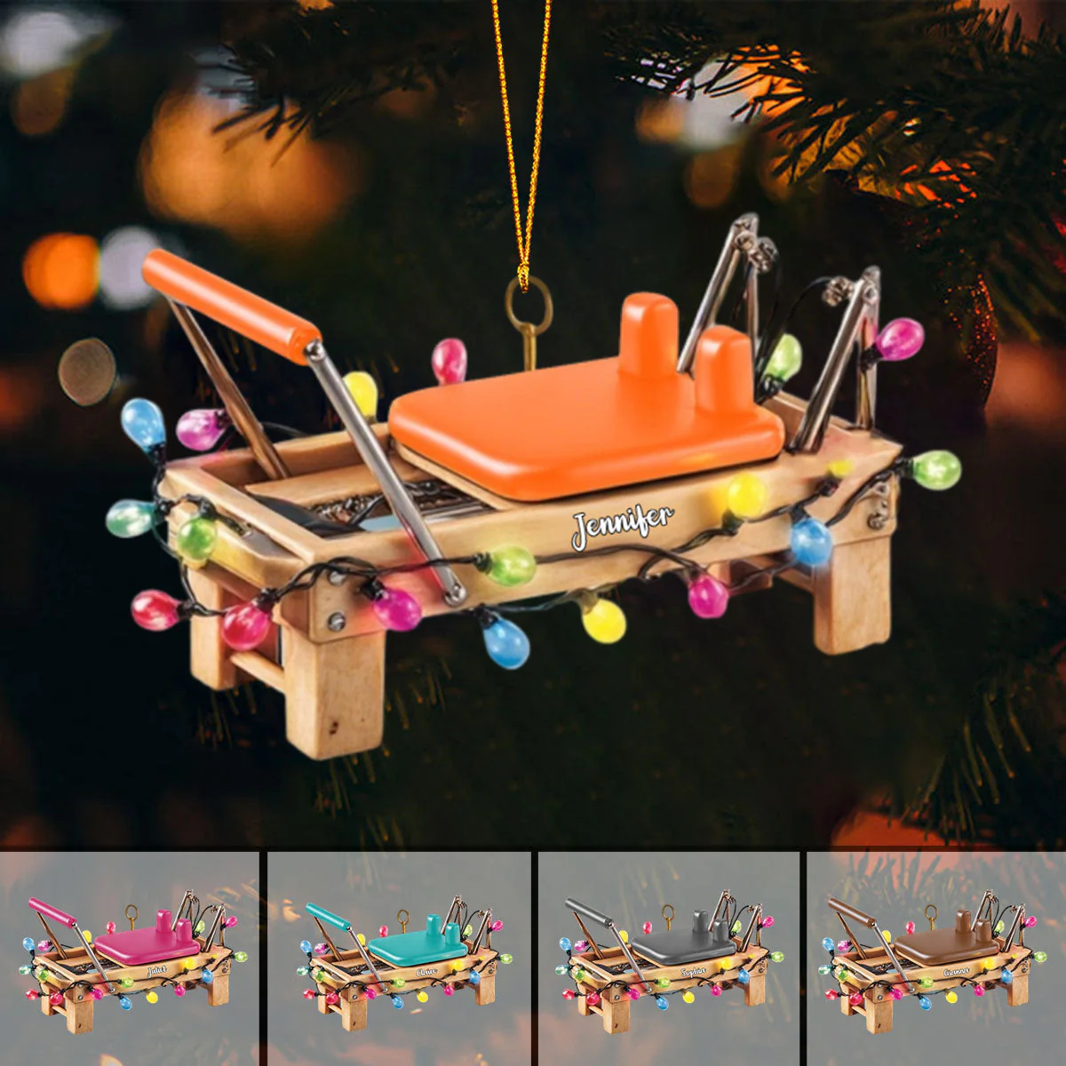 Personalized Pilates Reformer Ornament, Custom Name Christmas Gift - Image 4