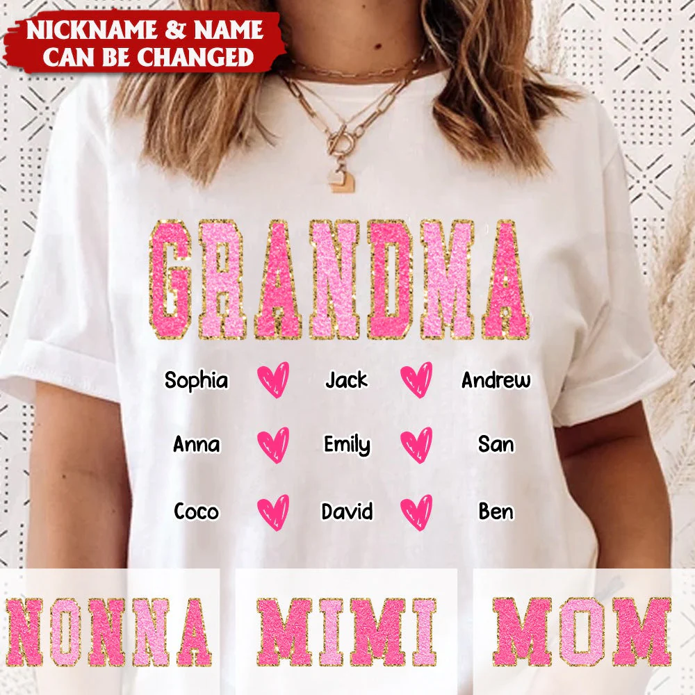 Personalized Pink Glitter Custom Name Nana Pure cotton T-Shirt - Image 2
