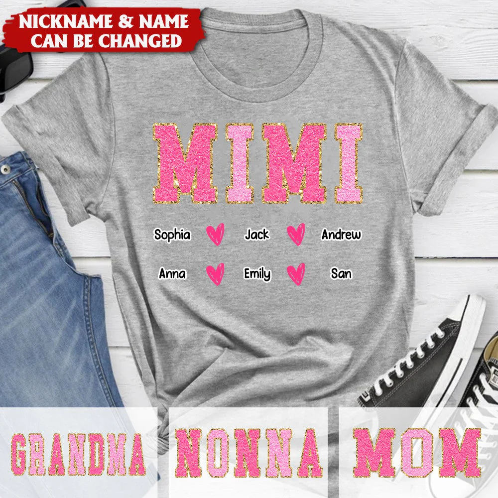 Personalized Pink Glitter Custom Name Nana Pure cotton T-Shirt - Image 3