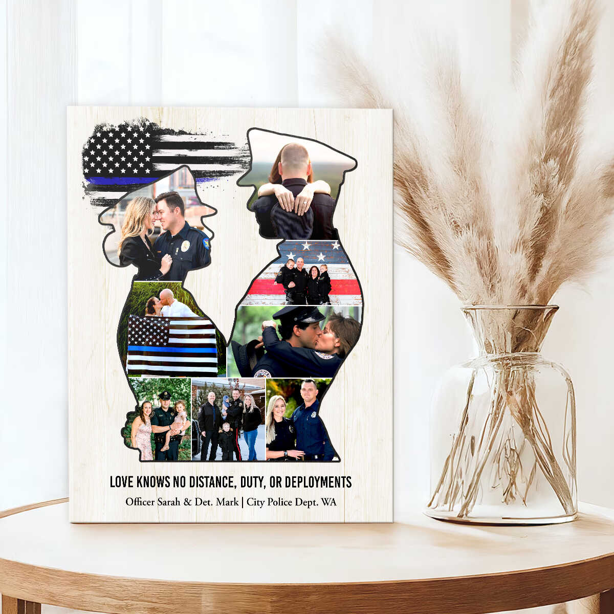Personalized Police Couple Canvas Police Husband & Wife Gift, Police Couple Anniversary Gift - Image 4