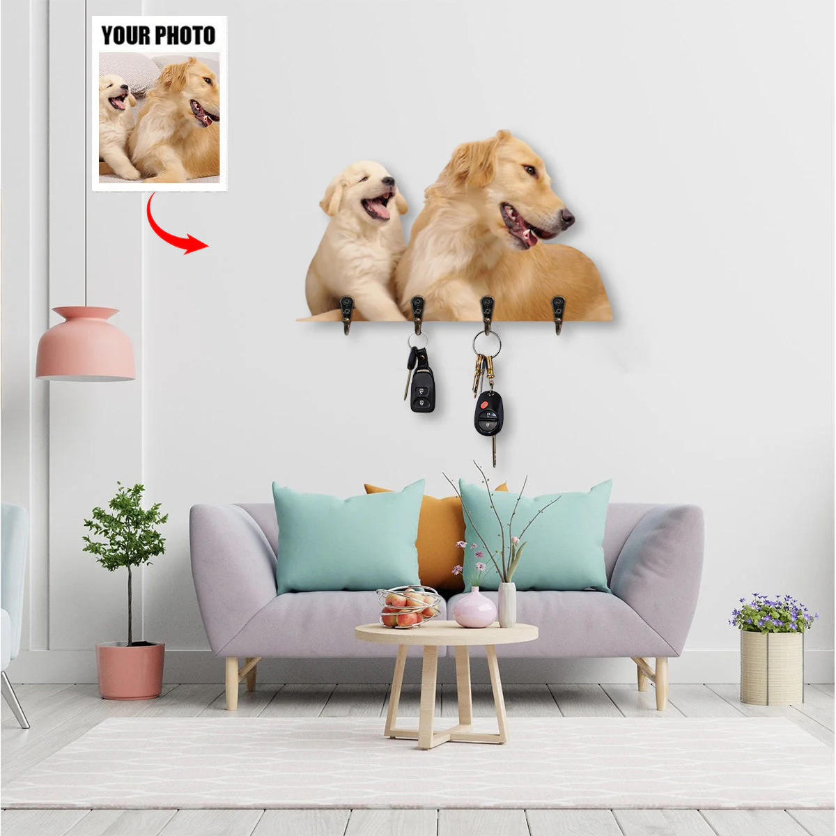 Personalized Portrait Family Key Hook Holder Gift For Pet Lover - Image 7