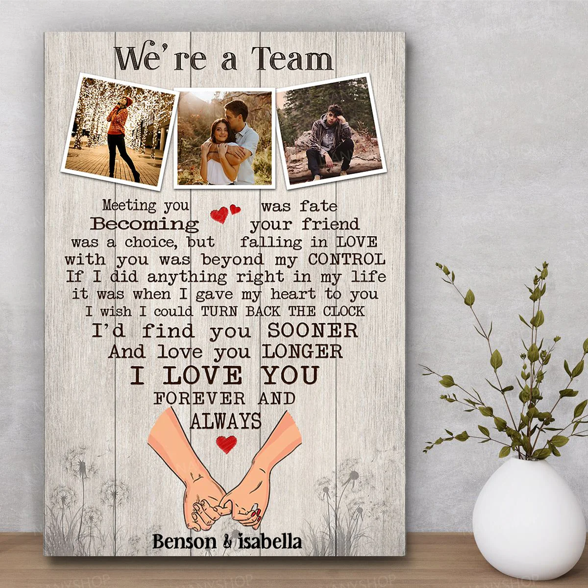 Personalized Poster/Canvas-We're A Team- Valentine, Loving Personalized Gift For Couple - Image 3