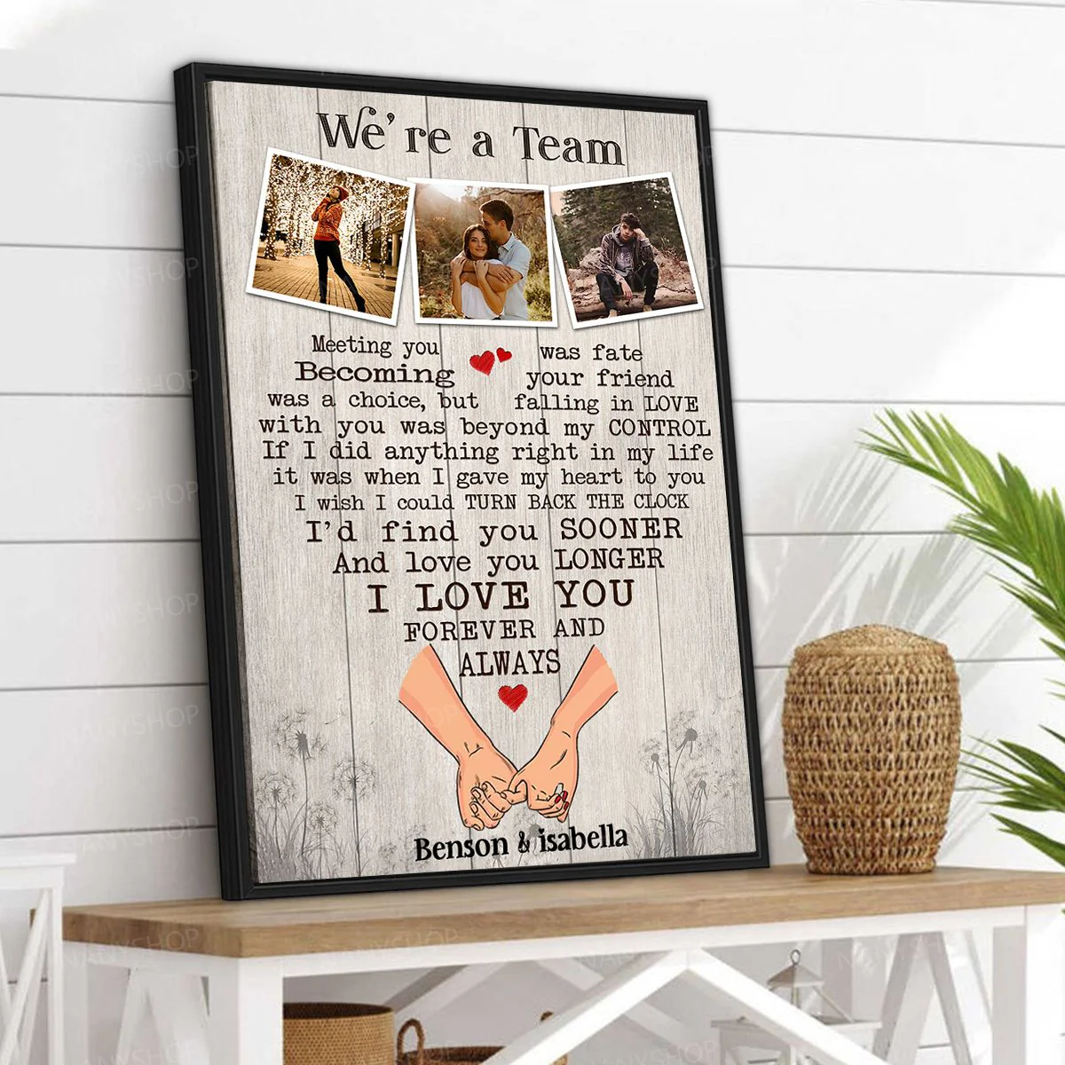 Personalized Poster/Canvas-We're A Team- Valentine, Loving Personalized Gift For Couple - Image 4