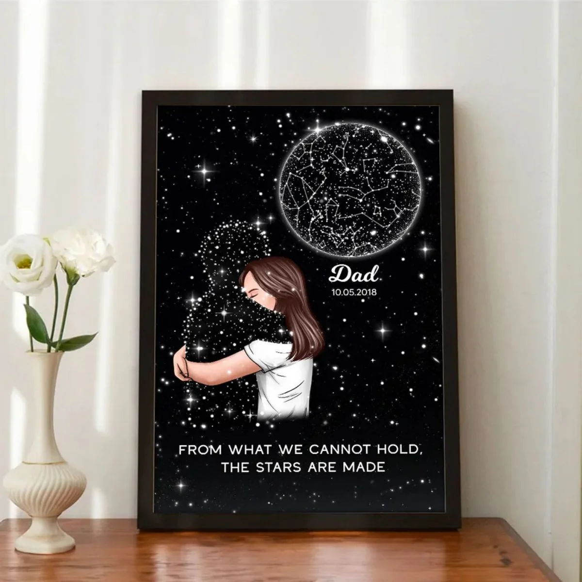 Personalized Poster For Woman Hugging Lost Loved One Star Map Memorial Gift - Image 2