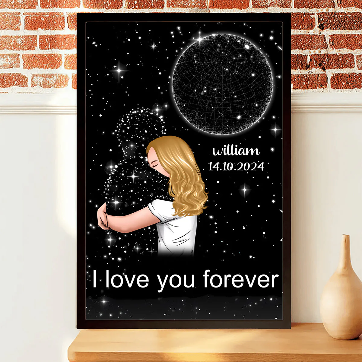 Personalized Poster For Woman Hugging Lost Loved One Star Map Memorial Gift - Image 3