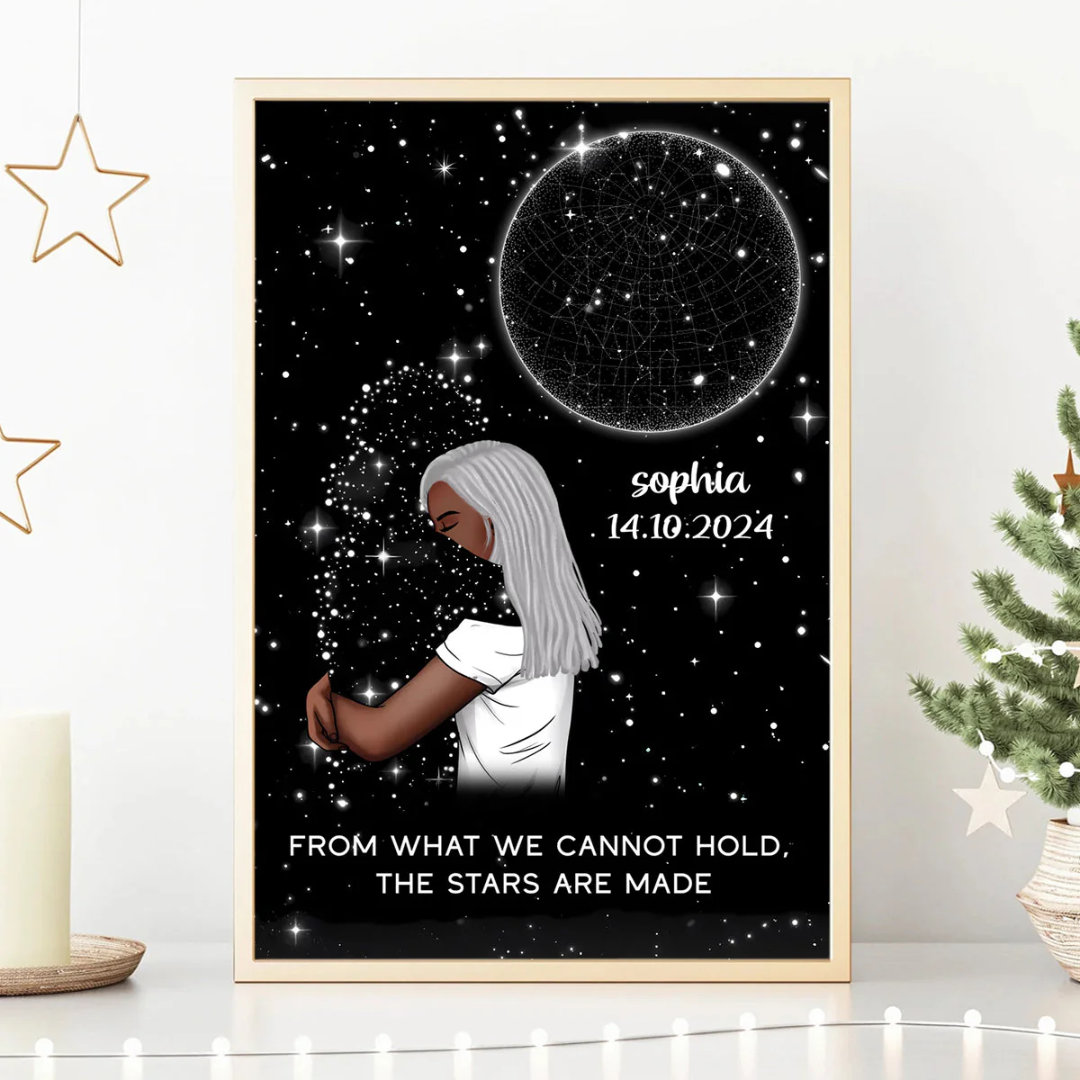 Personalized Poster For Woman Hugging Lost Loved One Star Map Memorial Gift - Image 4