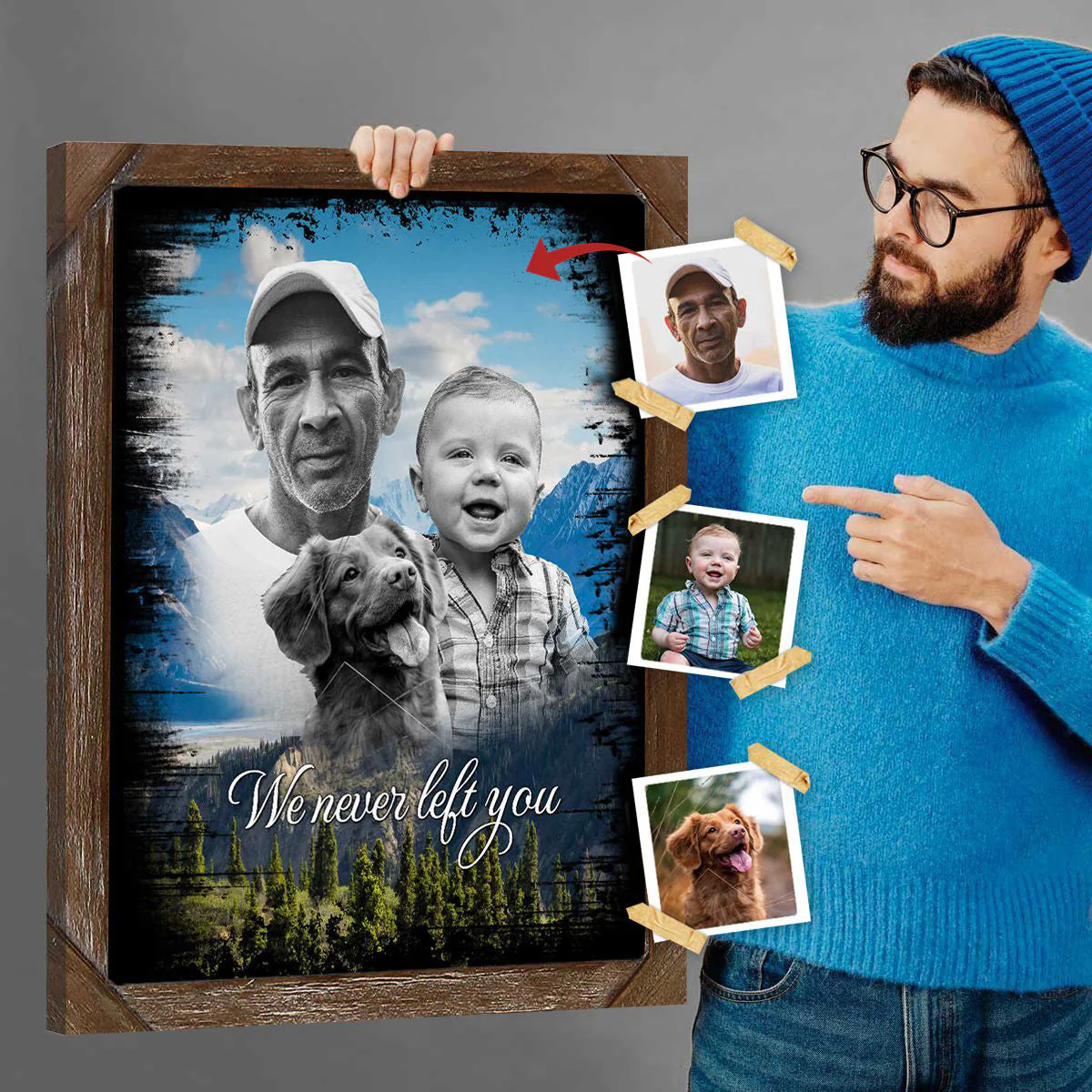 Personalized Poster - Merge Multiple Photos, Family Portrait, Add Person Deceased Loved One To Photo - Image 2