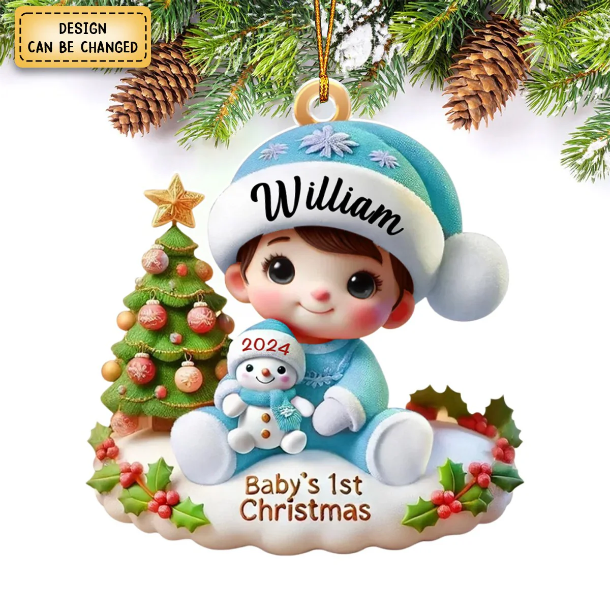 Personalized Precious Moments Baby’s First Christmas Dated 2024 Acrylic Ornament, Lovely Keepsake to Celebrate Baby's First Christmas - Image 2