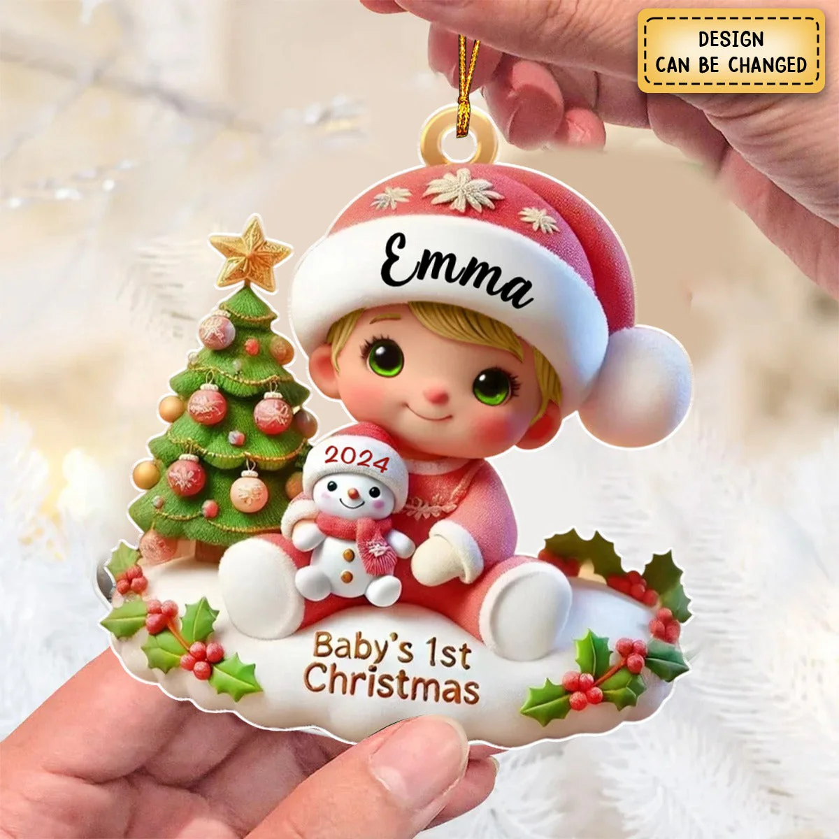 Personalized Precious Moments Baby’s First Christmas Dated 2024 Acrylic Ornament, Lovely Keepsake to Celebrate Baby's First Christmas - Image 3