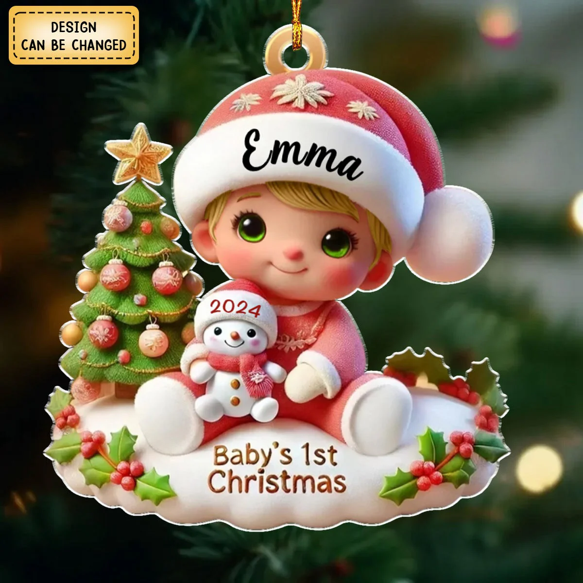 Personalized Precious Moments Baby’s First Christmas Dated 2024 Acrylic Ornament, Lovely Keepsake to Celebrate Baby's First Christmas - Image 4