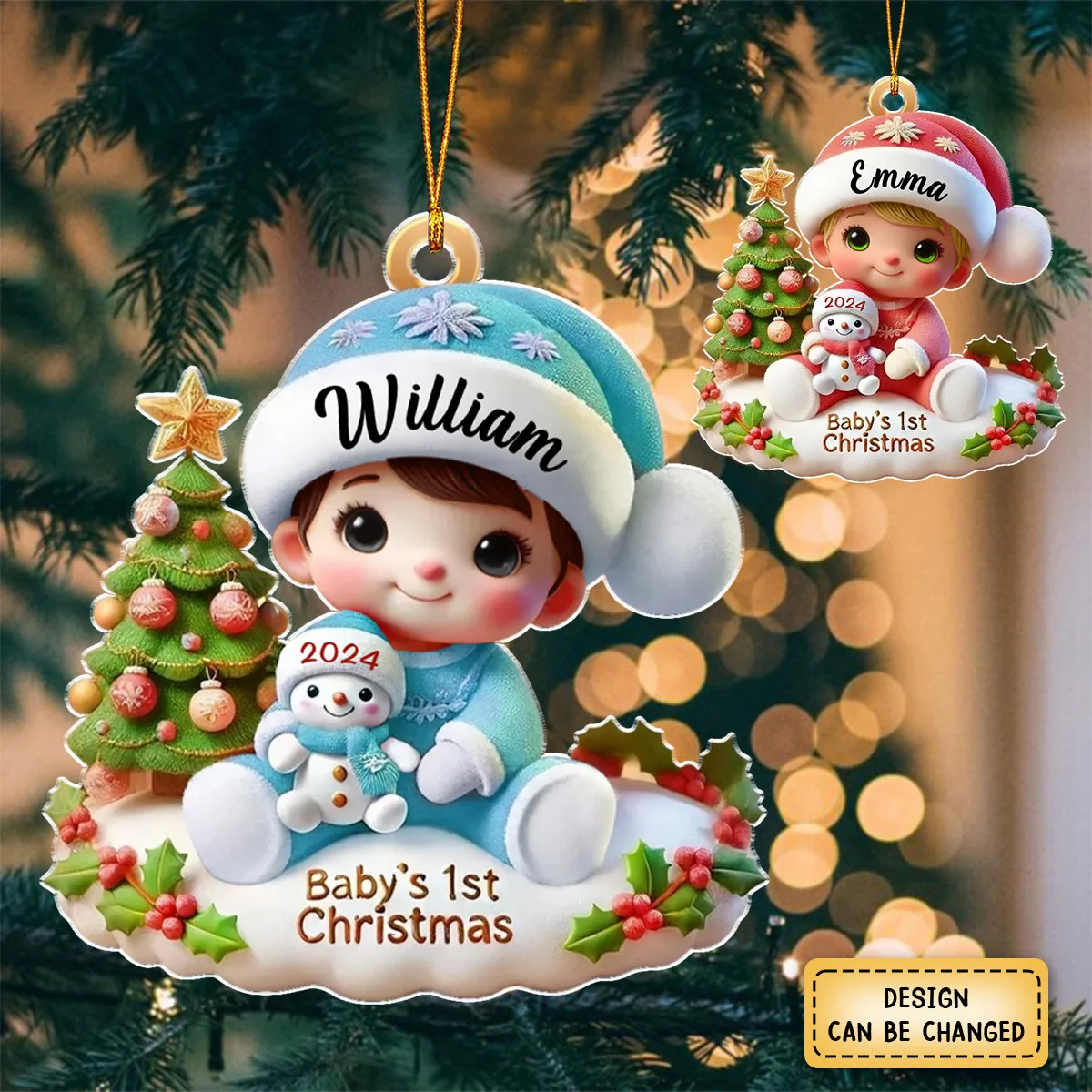 Personalized Precious Moments Baby’s First Christmas Dated 2024 Acrylic Ornament, Lovely Keepsake to Celebrate Baby's First Christmas - Image 5
