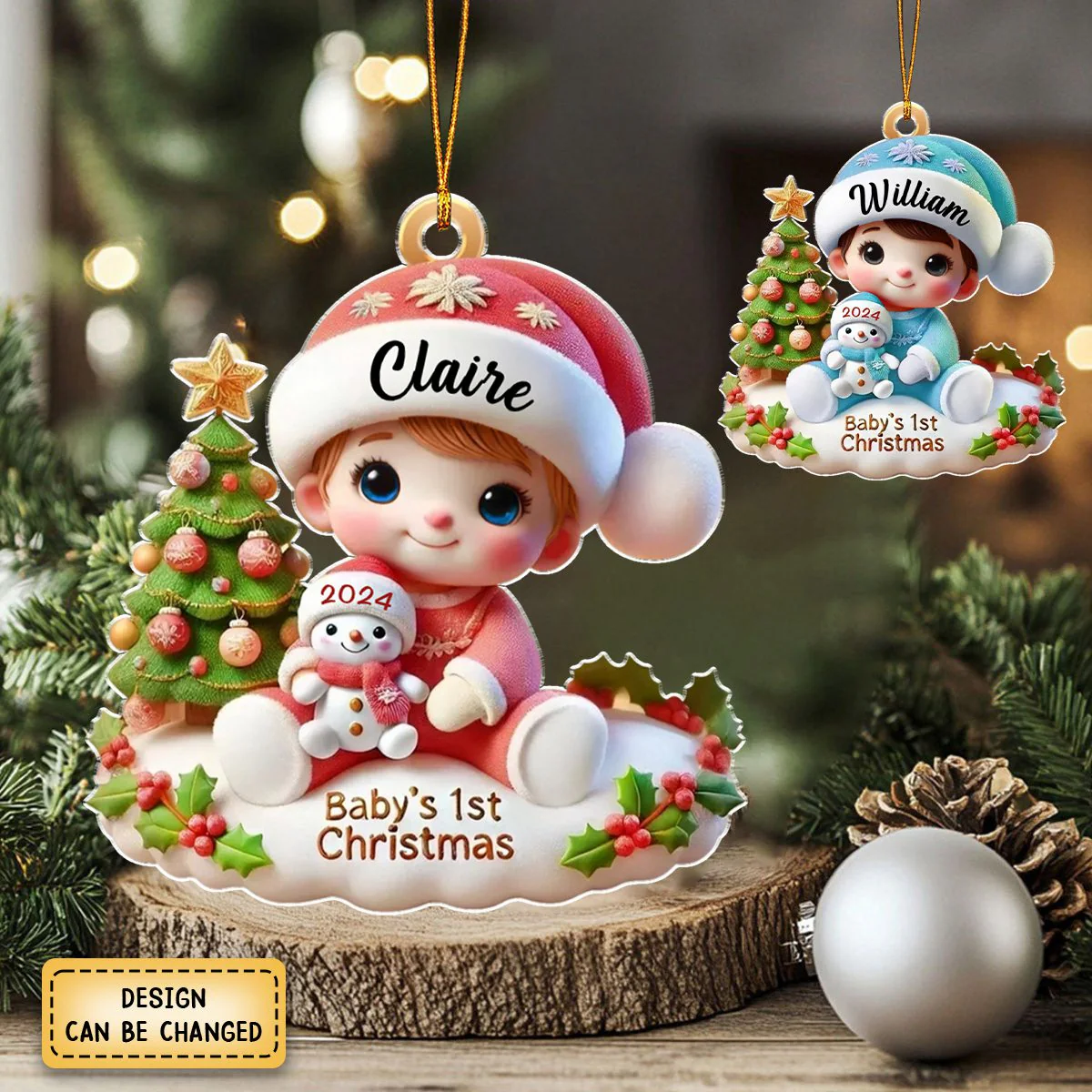 Personalized Precious Moments Baby’s First Christmas Dated 2024 Acrylic Ornament, Lovely Keepsake to Celebrate Baby's First Christmas - Image 6
