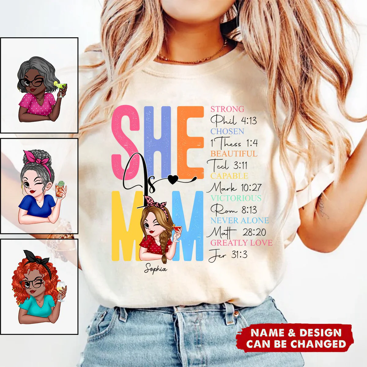 Personalized Pretty Sassy Woman She Is Mom Pure cotton T-shirt - Image 2