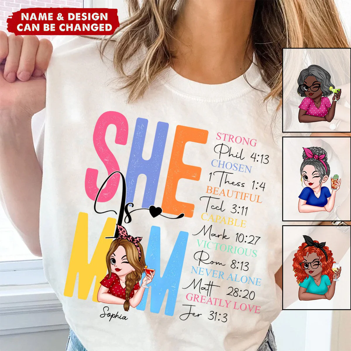 Personalized Pretty Sassy Woman She Is Mom Pure cotton T-shirt - Image 3