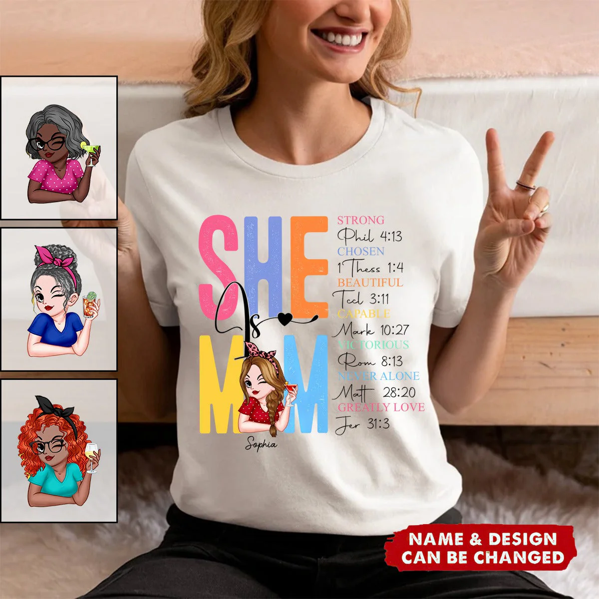 Personalized Pretty Sassy Woman She Is Mom Pure cotton T-shirt - Image 4
