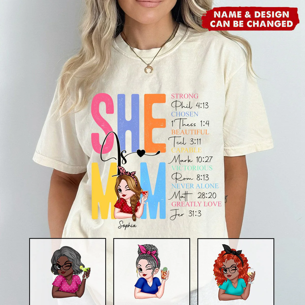 Personalized Pretty Sassy Woman She Is Mom Pure cotton T-shirt - Image 5