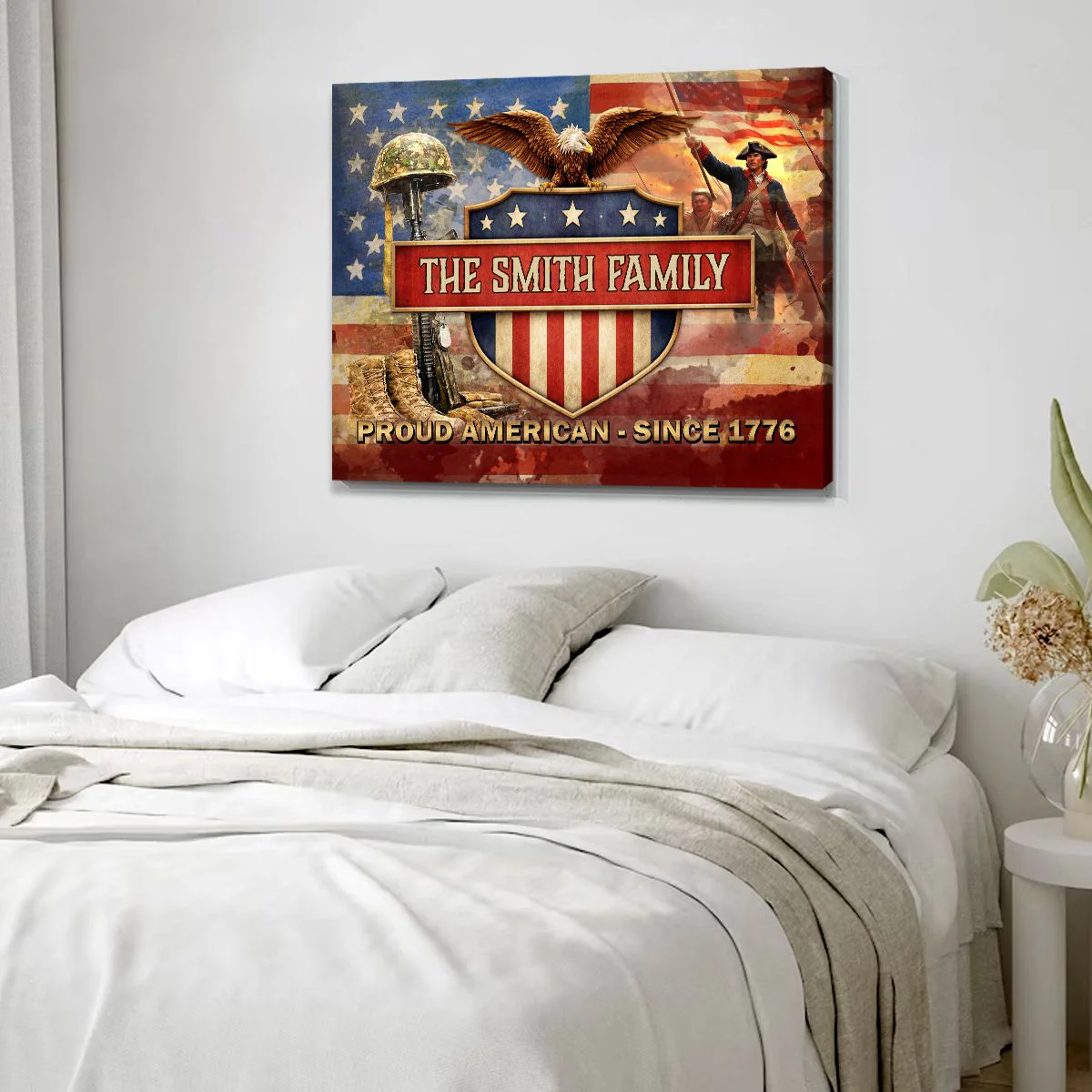 Personalized Proud American Family Name Canvas Poster Wall Art - Image 3