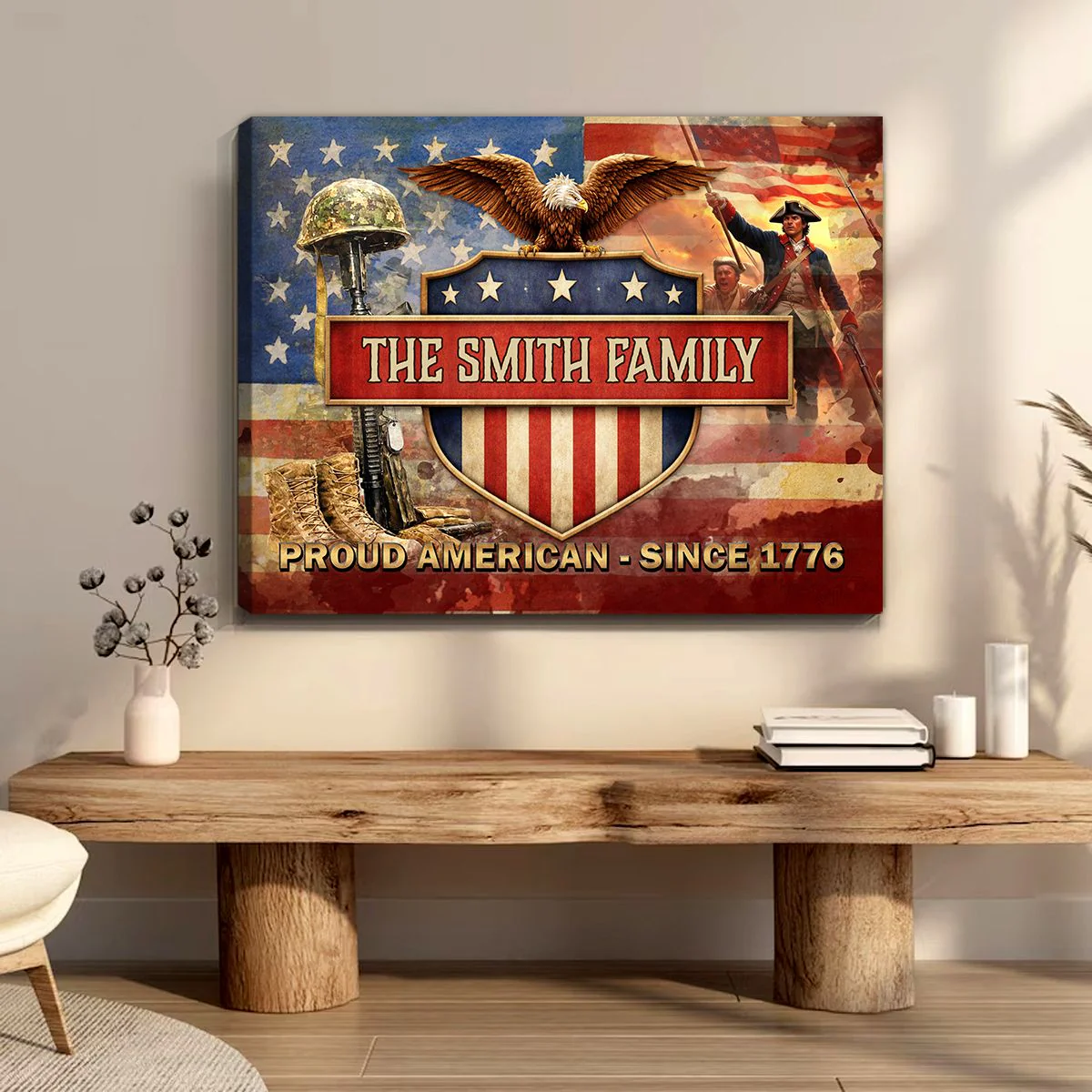 Personalized Proud American Family Name Canvas Poster Wall Art - Image 4