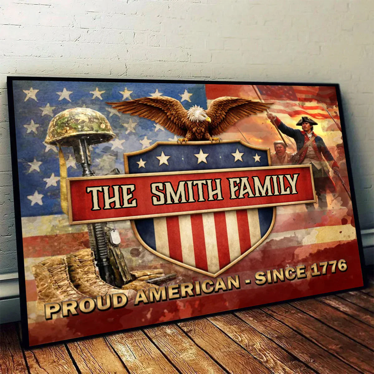 Personalized Proud American Family Name Canvas Poster Wall Art - Image 6