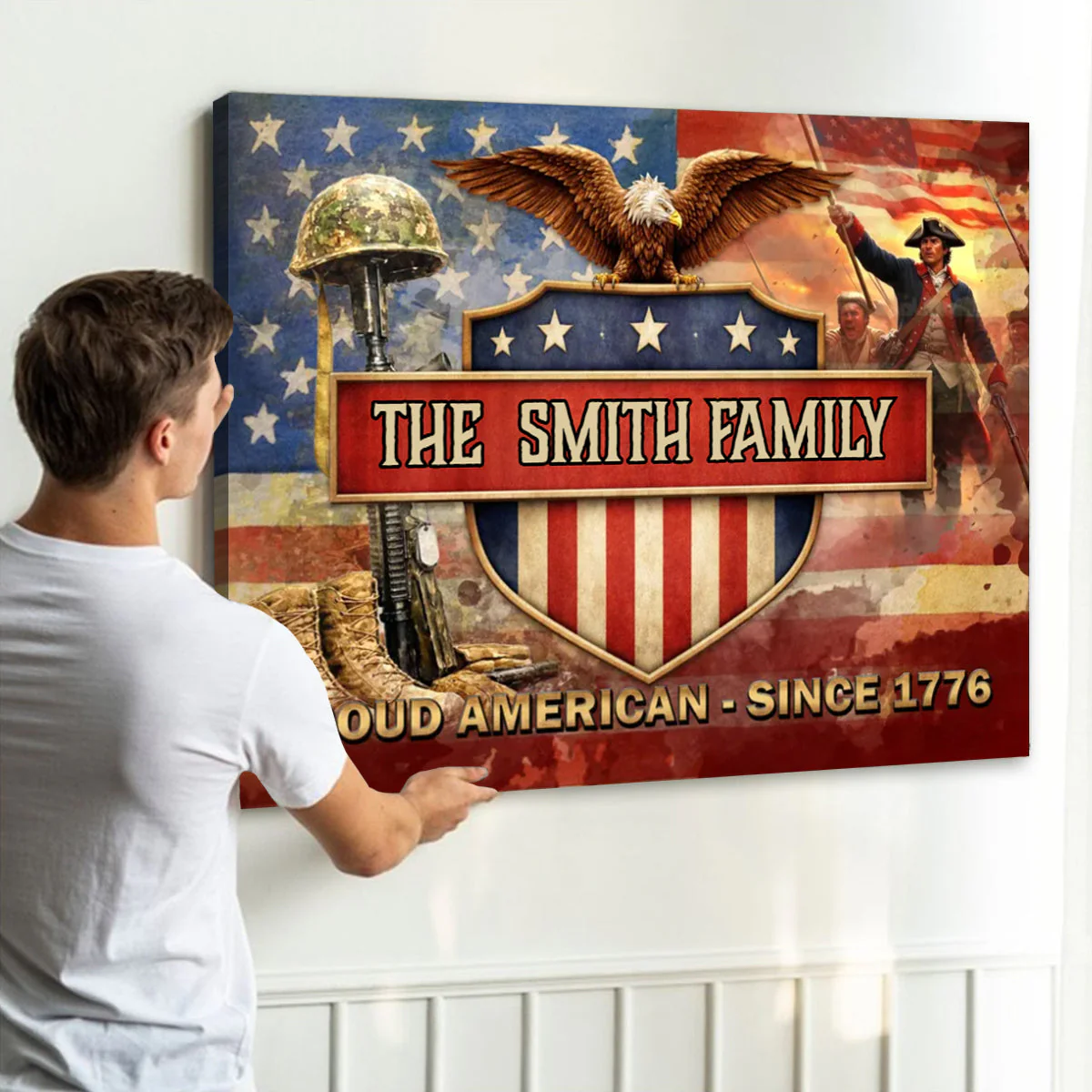 Personalized Proud American Family Name Canvas Poster Wall Art - Image 7
