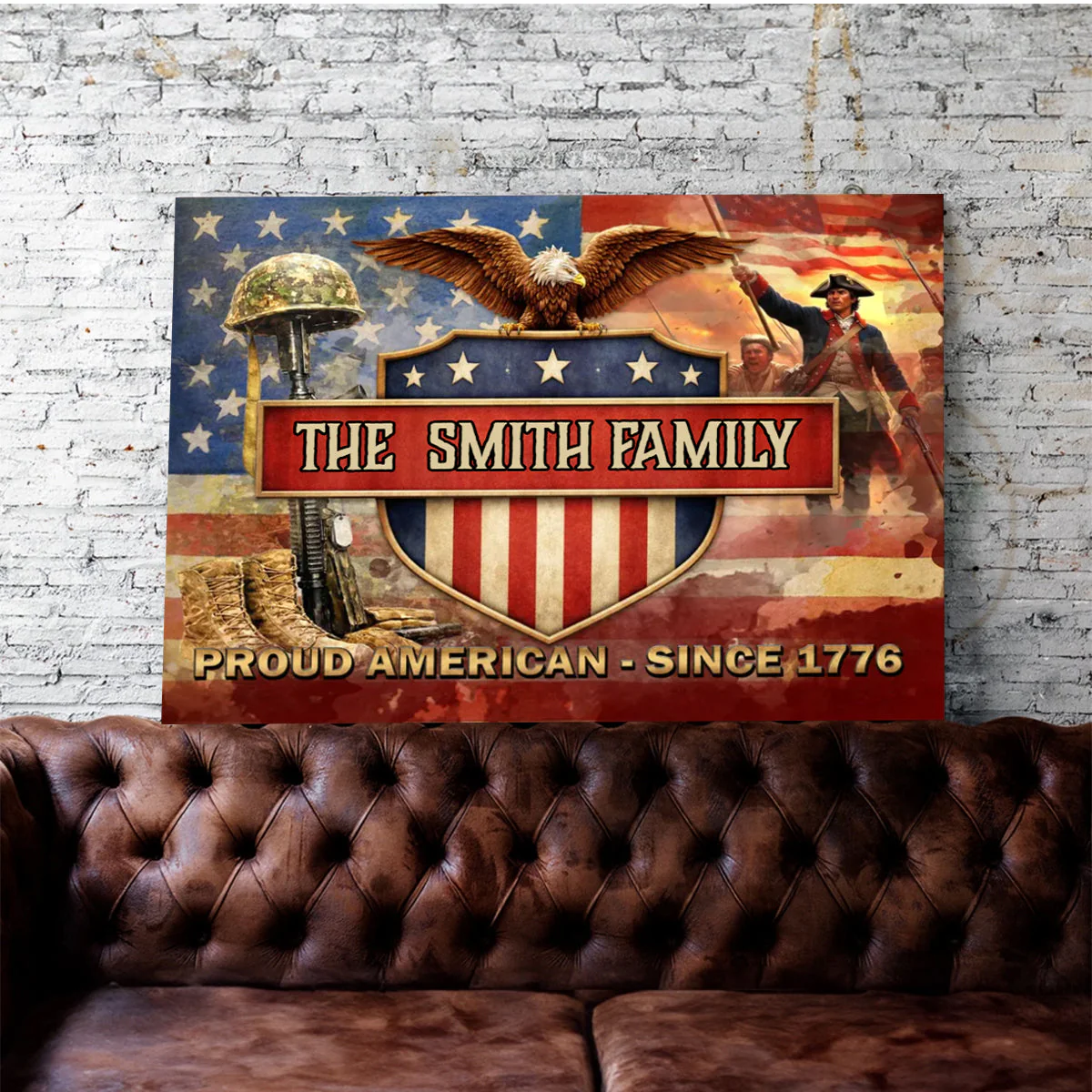 Personalized Proud American Family Name Canvas Poster Wall Art - Image 8