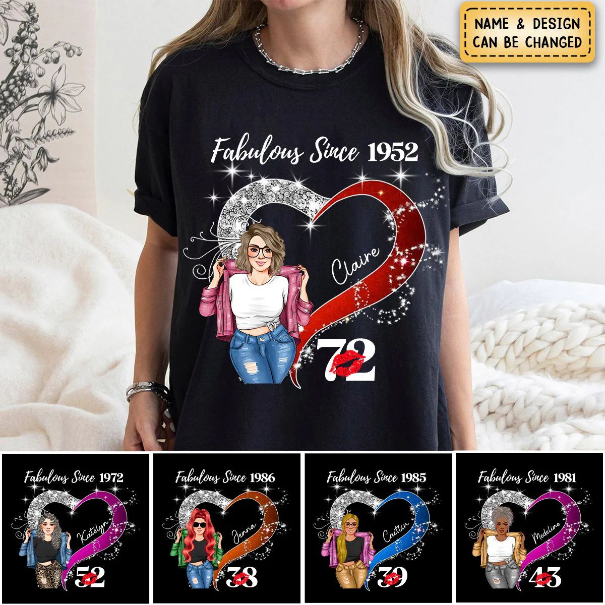 Personalized Pure Cotton T-shirt - Fabulous Since - Loving Gift For Wife, Mom, Bestie, Sister - Image 2