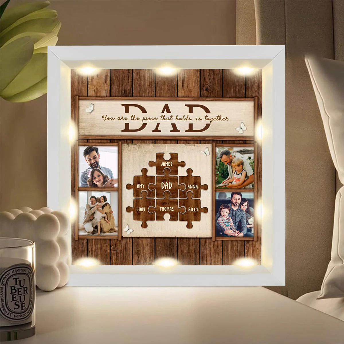 Personalized Light Shadow Box - You Are The Piece That Holds Us Together Gift For Dad - Image 3