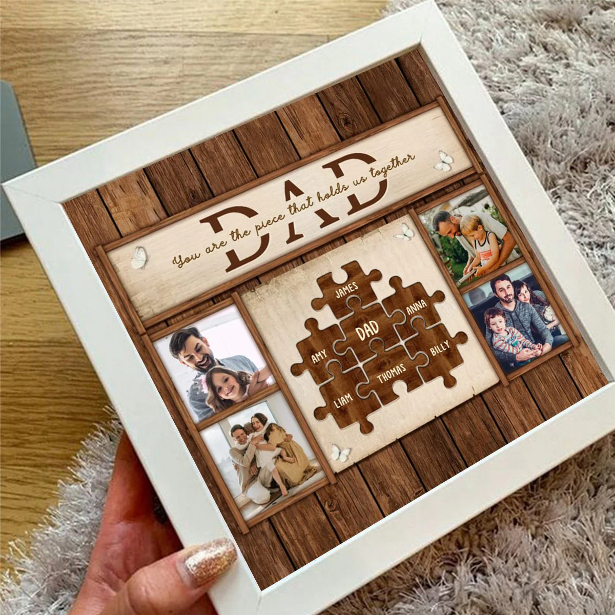 Personalized Light Shadow Box - You Are The Piece That Holds Us Together Gift For Dad - Image 7
