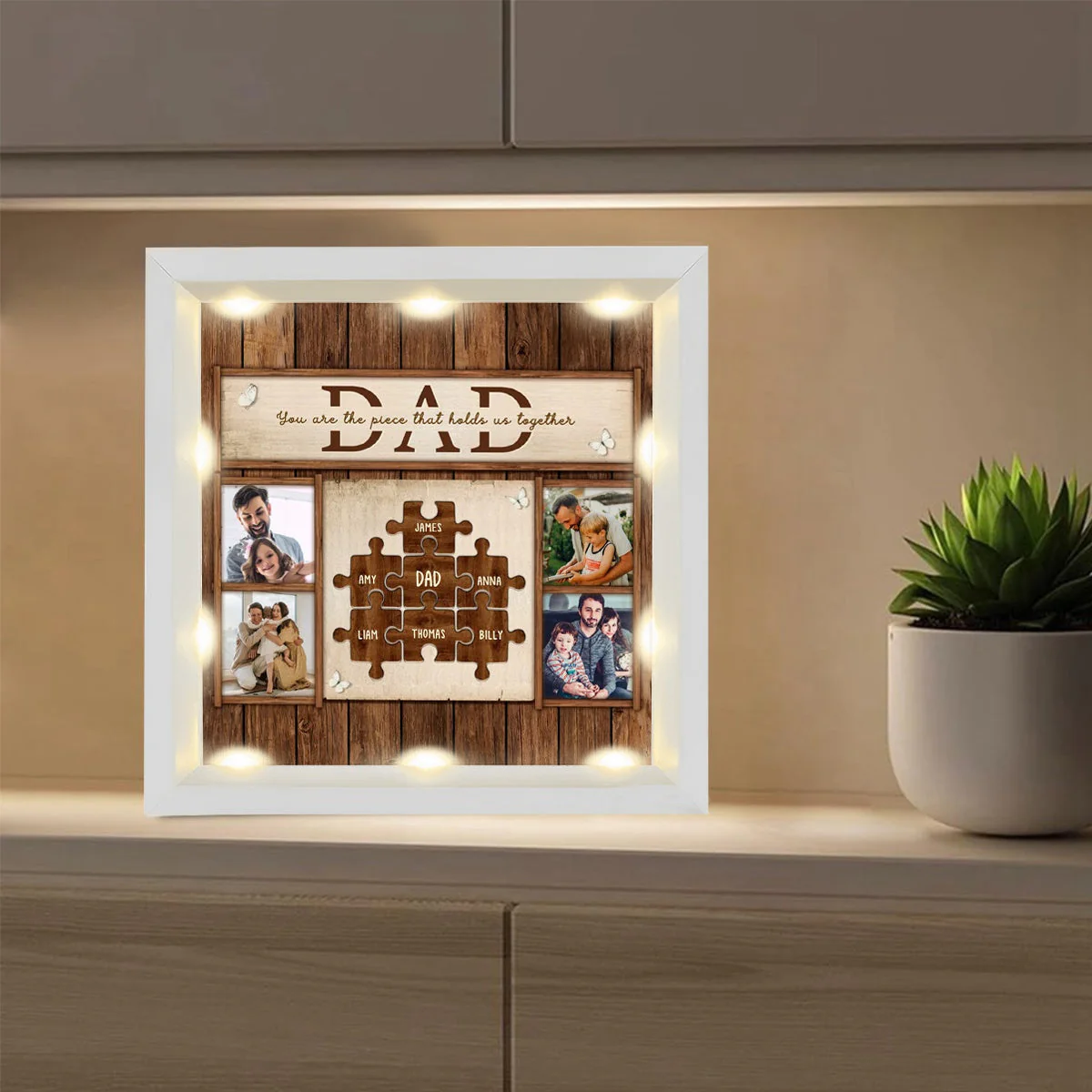 Personalized Light Shadow Box - You Are The Piece That Holds Us Together Gift For Dad - Image 8