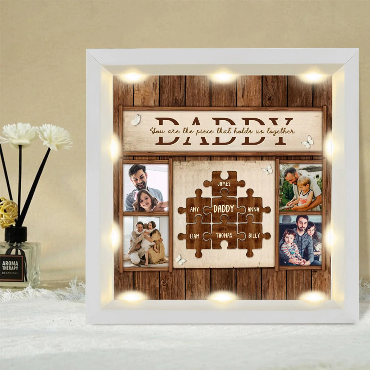 Personalized Light Shadow Box - You Are The Piece That Holds Us Together Gift For Dad - Image 9