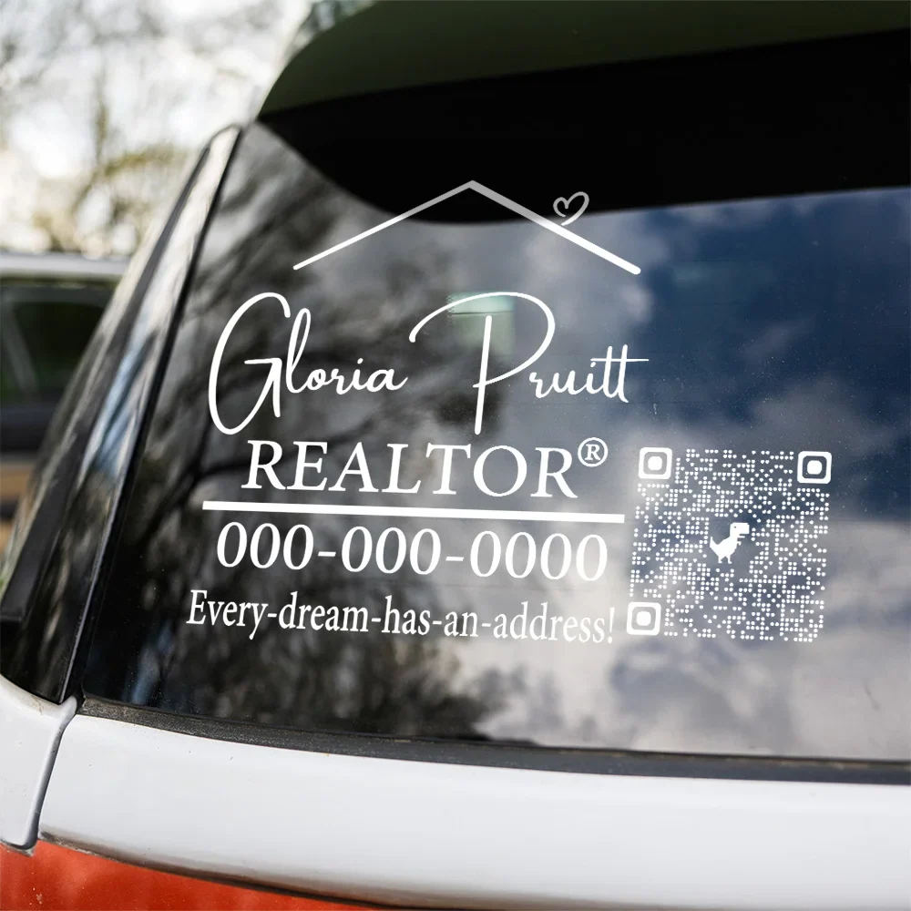 Personalized Realtor Branding Real Estate Marketing Car Window Decal With Website QR - Image 2