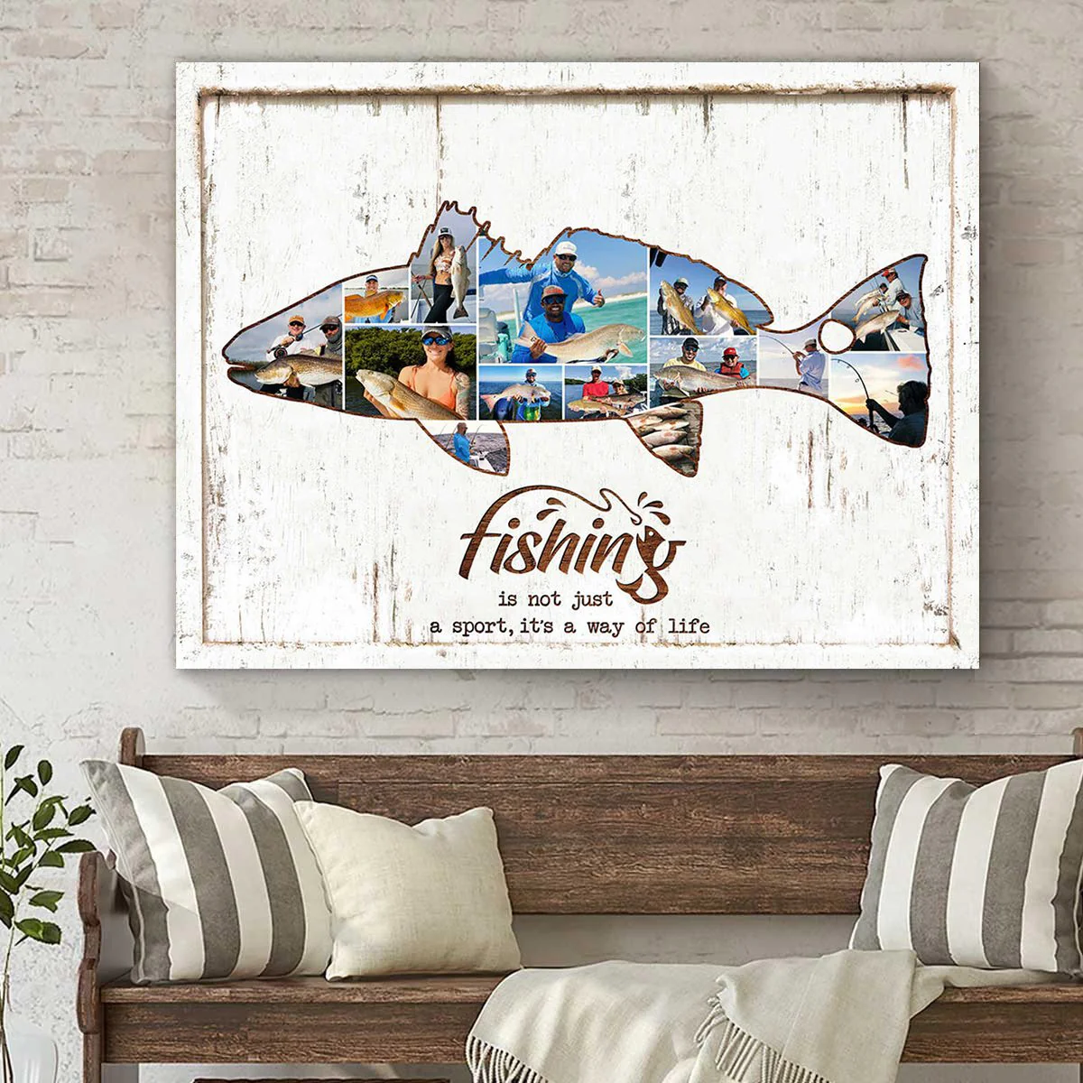 Personalized Red drum Fishing Photo Collage Canvas Poster, Redfish Gift for Him - Image 3
