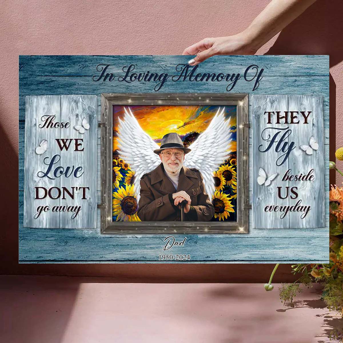 Personalized Remembrance Gift, In Loving Memory, Gift For Sympathy Angel Wings Canvas - Image 2