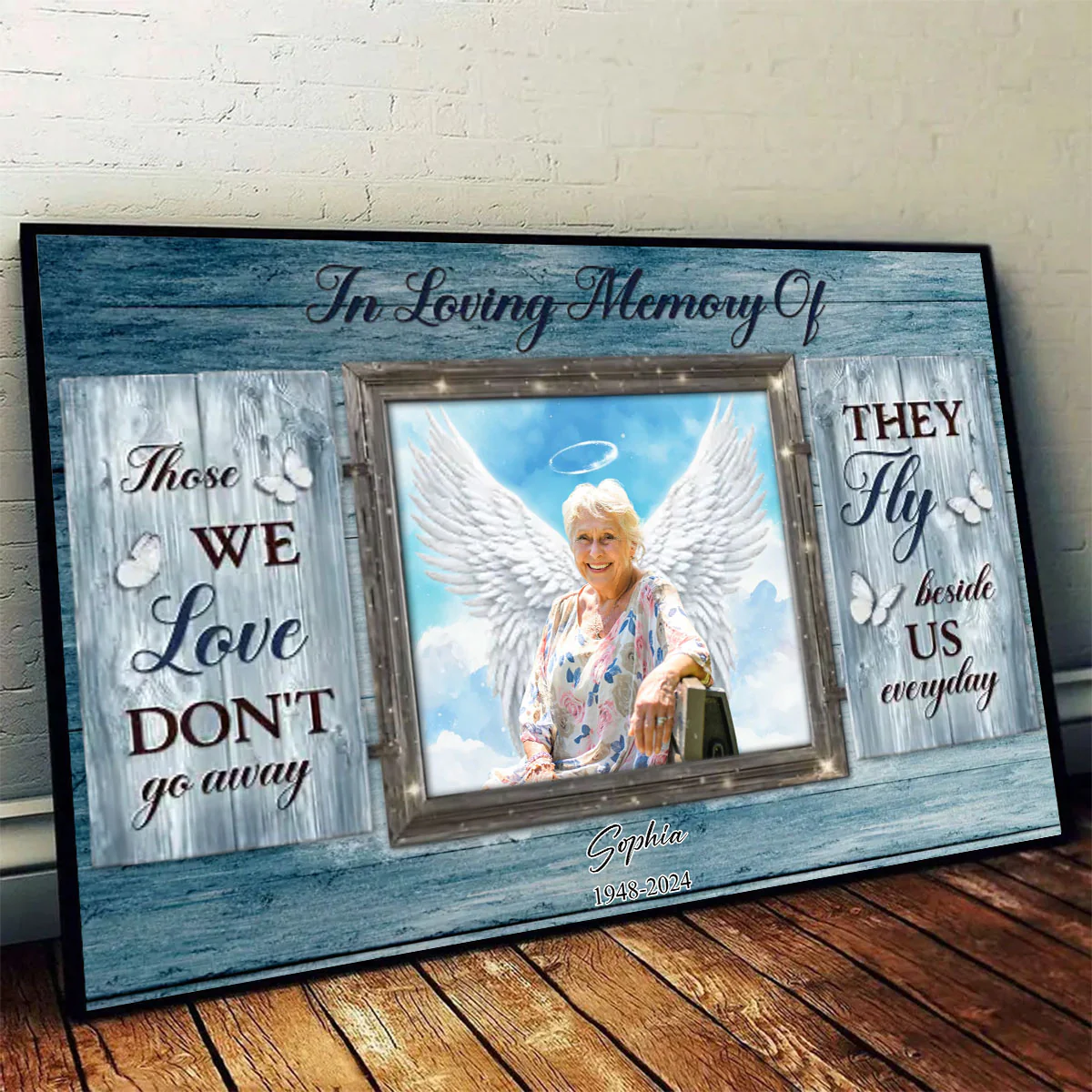 Personalized Remembrance Gift, In Loving Memory, Gift For Sympathy Angel Wings Canvas - Image 4