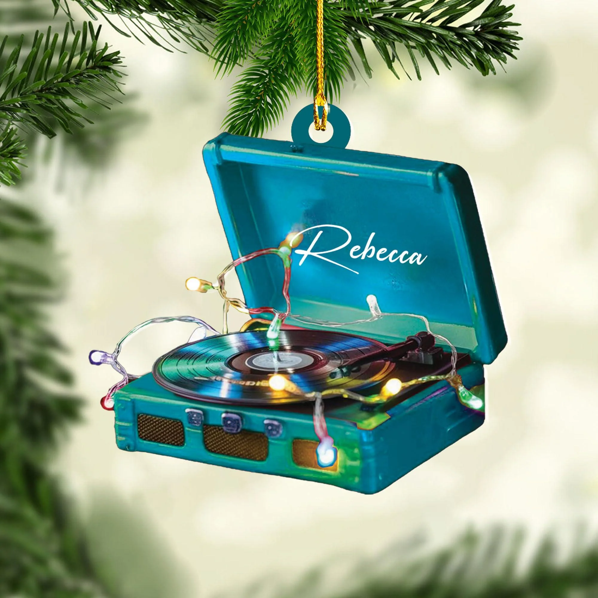 Personalized Retro Record Christmas Gift - Custom Music Ornament - Image 2